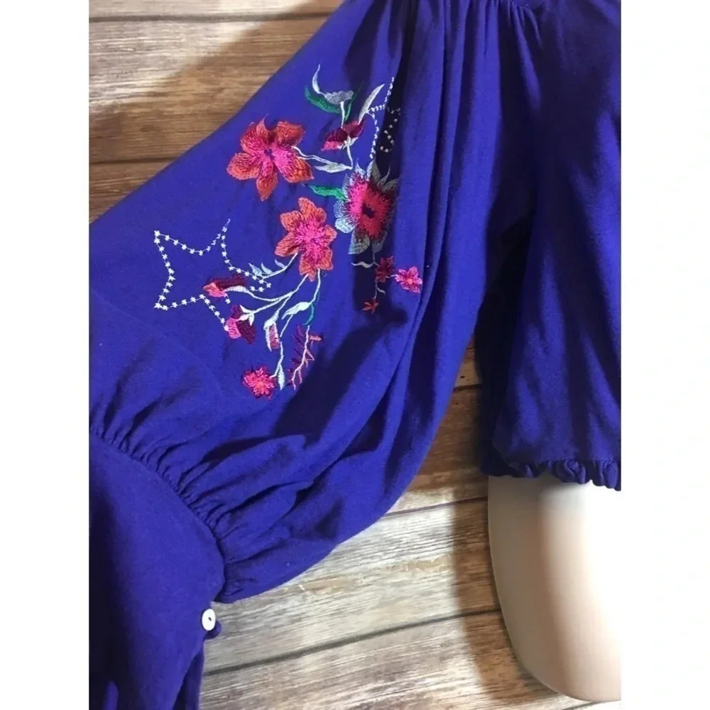Free People Lita Embroidered Cut Out Top S